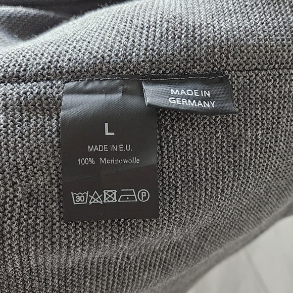 Hannes Roether Gemany Grey Marino Wool Ribbed V-Neck Sweater Dress - Picture 10 of 16